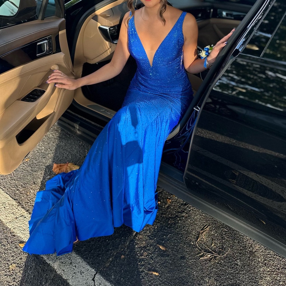 Sherri Hill Sparkly Blue Long Dress